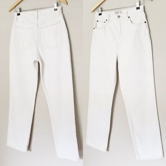 Abercrombie & Fitch Women's White Straight Leg Jeans - Picture 4 of 16